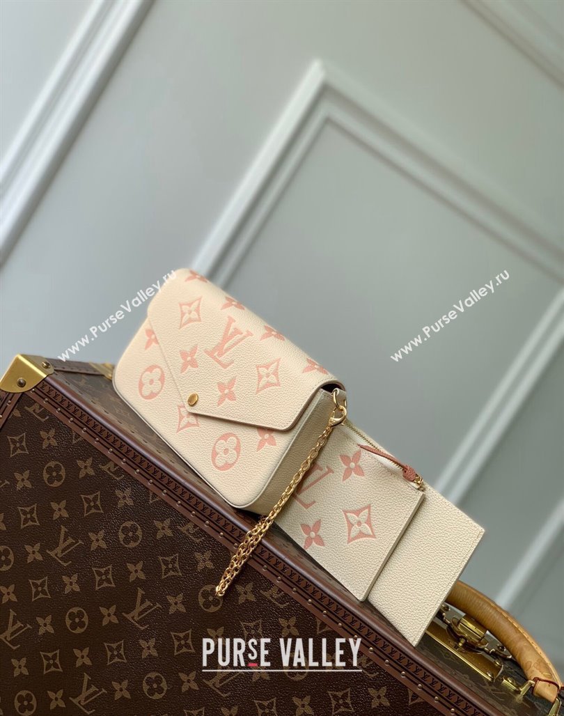 Louis Vuitton Felicie Pochette Chain Mini bag in Bicolor Monogram Leather M69977 Pink 2024 (KI-240117100)