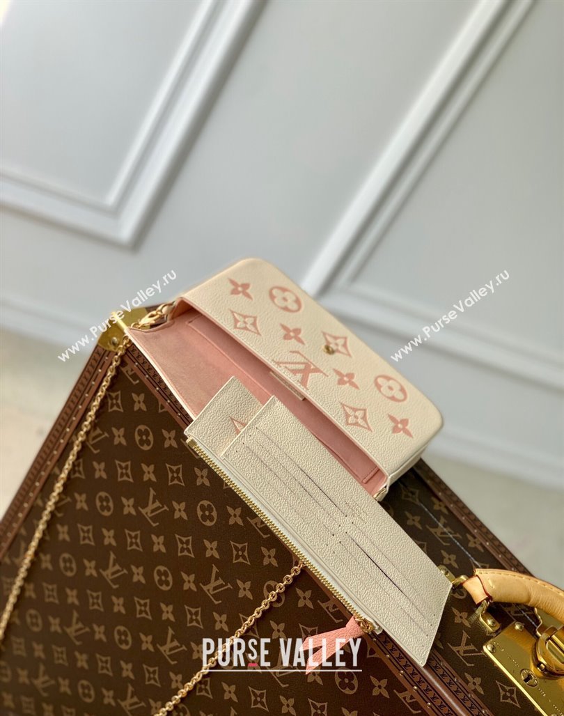 Louis Vuitton Felicie Pochette Chain Mini bag in Bicolor Monogram Leather M69977 Pink 2024 (KI-240117100)