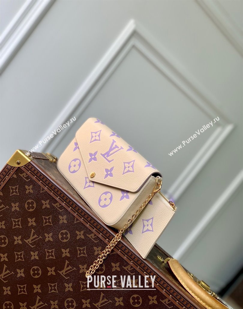 Louis Vuitton Felicie Pochette Chain Mini bag in Bicolor Monogram Leather M69977 Purple 2024 (KI-240117101)