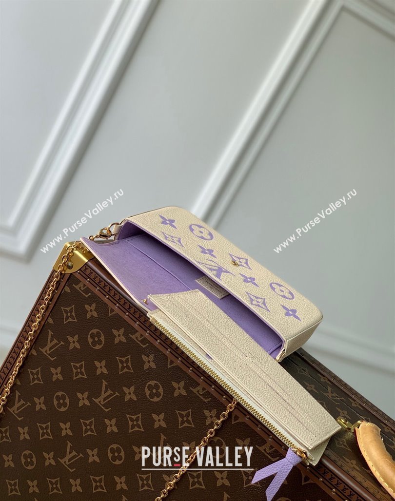 Louis Vuitton Felicie Pochette Chain Mini bag in Bicolor Monogram Leather M69977 Purple 2024 (KI-240117101)