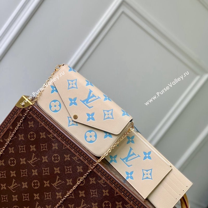 Louis Vuitton Felicie Pochette Chain Mini bag in Bicolor Monogram Leather M69977 Blue 2024 (KI-240117102)