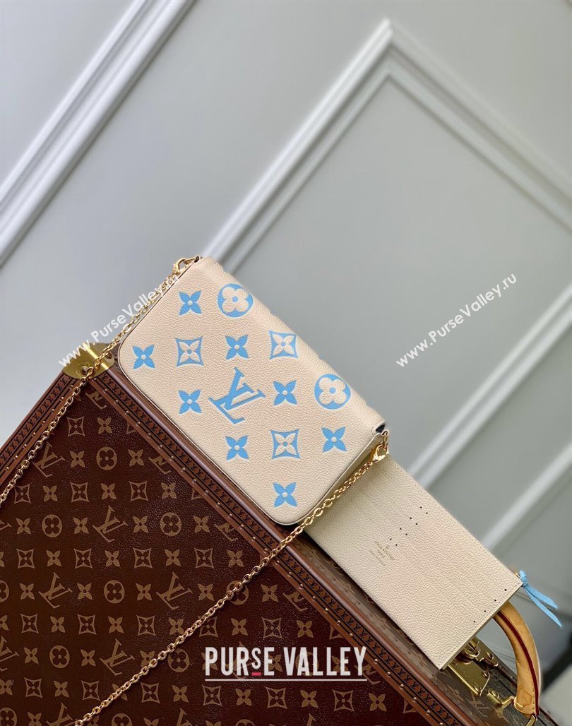 Louis Vuitton Felicie Pochette Chain Mini bag in Bicolor Monogram Leather M69977 Blue 2024 (KI-240117102)