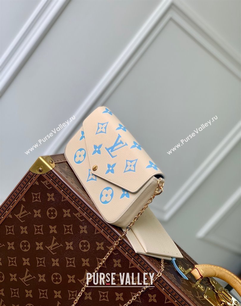 Louis Vuitton Felicie Pochette Chain Mini bag in Bicolor Monogram Leather M69977 Blue 2024 (KI-240117102)