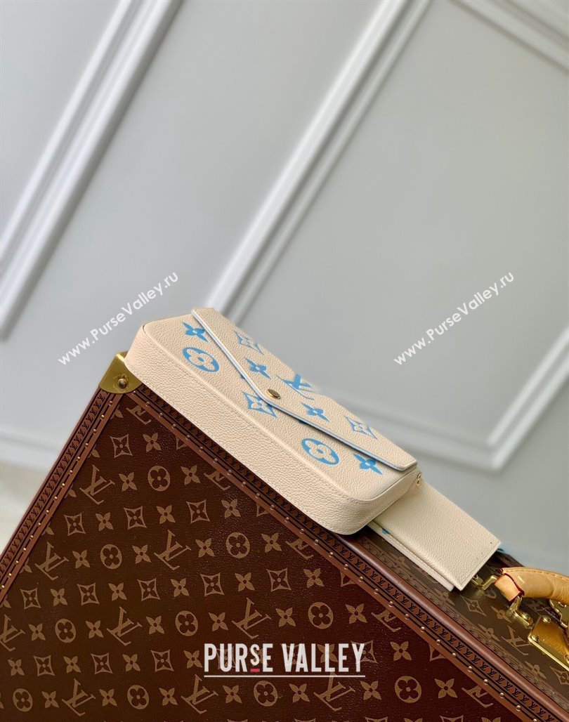 Louis Vuitton Felicie Pochette Chain Mini bag in Bicolor Monogram Leather M69977 Blue 2024 (KI-240117102)