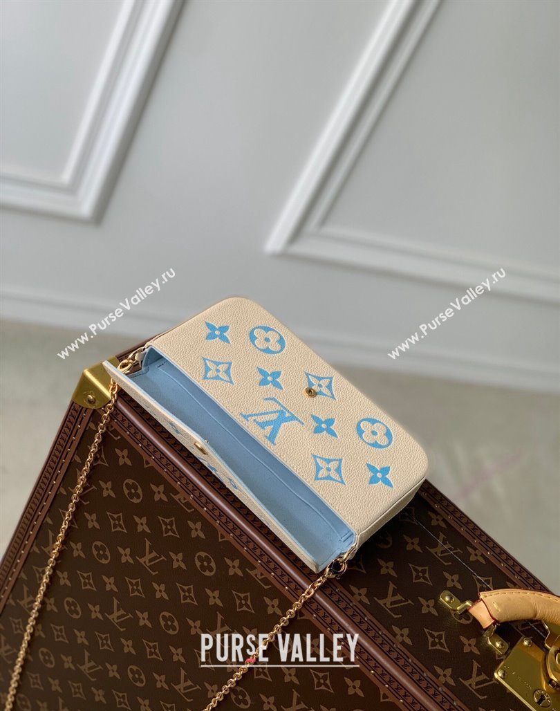 Louis Vuitton Felicie Pochette Chain Mini bag in Bicolor Monogram Leather M69977 Blue 2024 (KI-240117102)