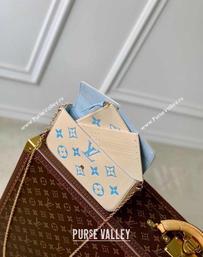 Louis Vuitton Felicie Pochette Chain Mini bag in Bicolor Monogram Leather M69977 Blue 2024 (KI-240117102)