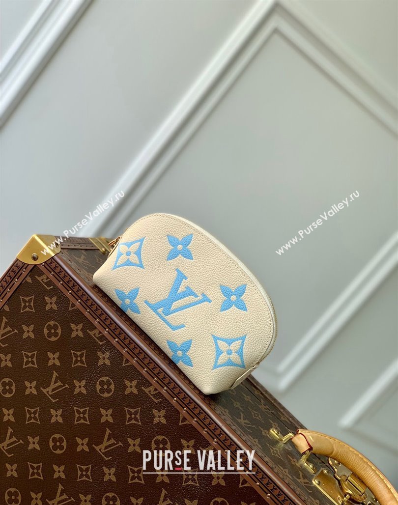 Louis Vuitton Cosmetic Pouch PM bag in Bicolor Monogram Leather M45951 Blue 2024 (KI-240117103)