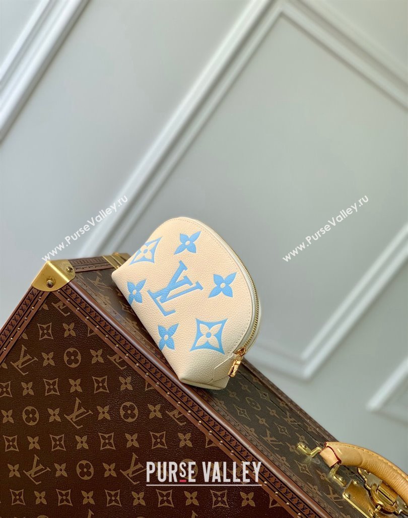 Louis Vuitton Cosmetic Pouch PM bag in Bicolor Monogram Leather M45951 Blue 2024 (KI-240117103)