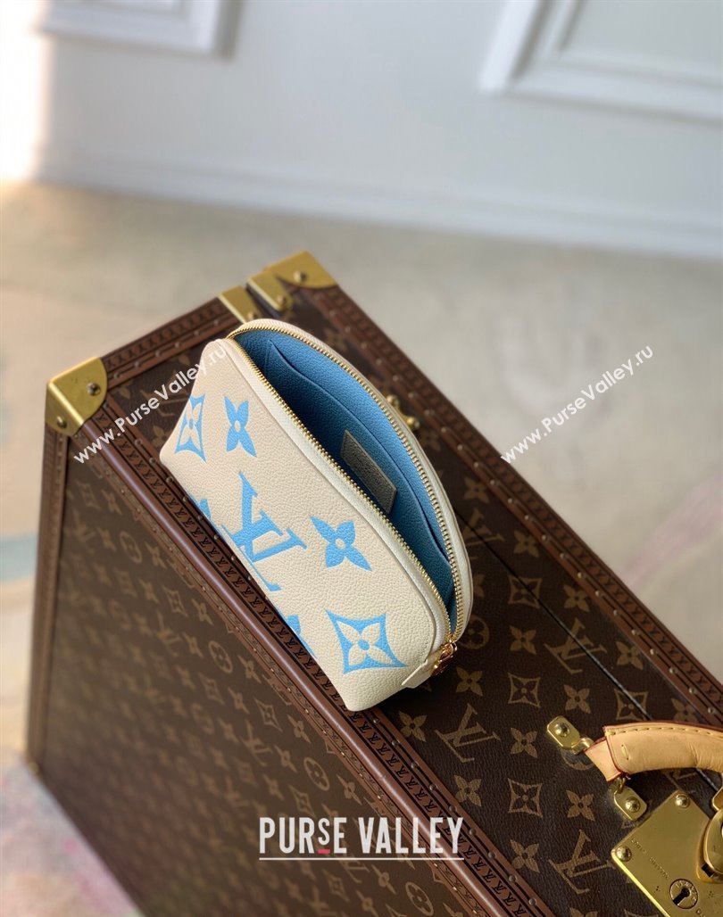 Louis Vuitton Cosmetic Pouch PM bag in Bicolor Monogram Leather M45951 Blue 2024 (KI-240117103)