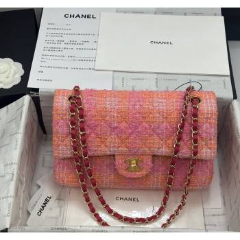 Chanel Classic Tweed Medium Flap Bag A01112 Coral Pink 2024 0116 (yezi-240116024)