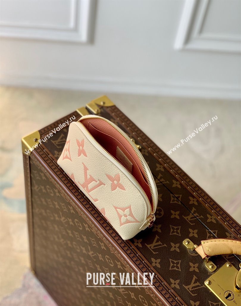 Louis Vuitton Cosmetic Pouch PM bag in Bicolor Monogram Leather M45951 Pink 2024 (KI-240117106)