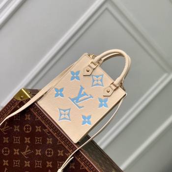 Louis Vuitton Petit Sac Plat Mini Tote Bag in Bicolor Monogram Leather M81416 Blue 2024 (KI-240117107)