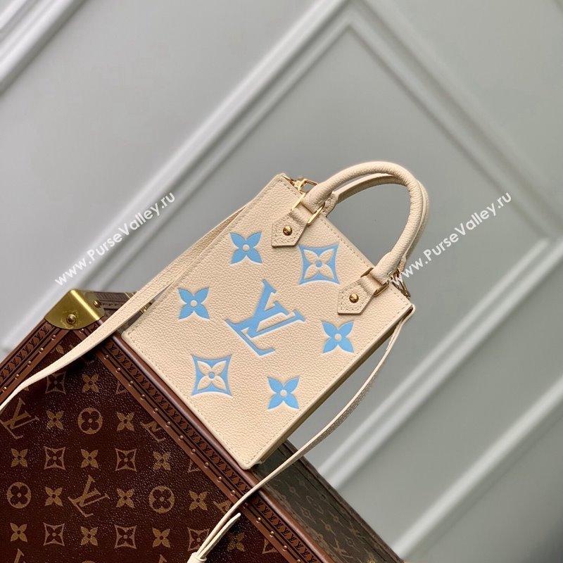 Louis Vuitton Petit Sac Plat Mini Tote Bag in Bicolor Monogram Leather M81416 Blue 2024 (KI-240117107)