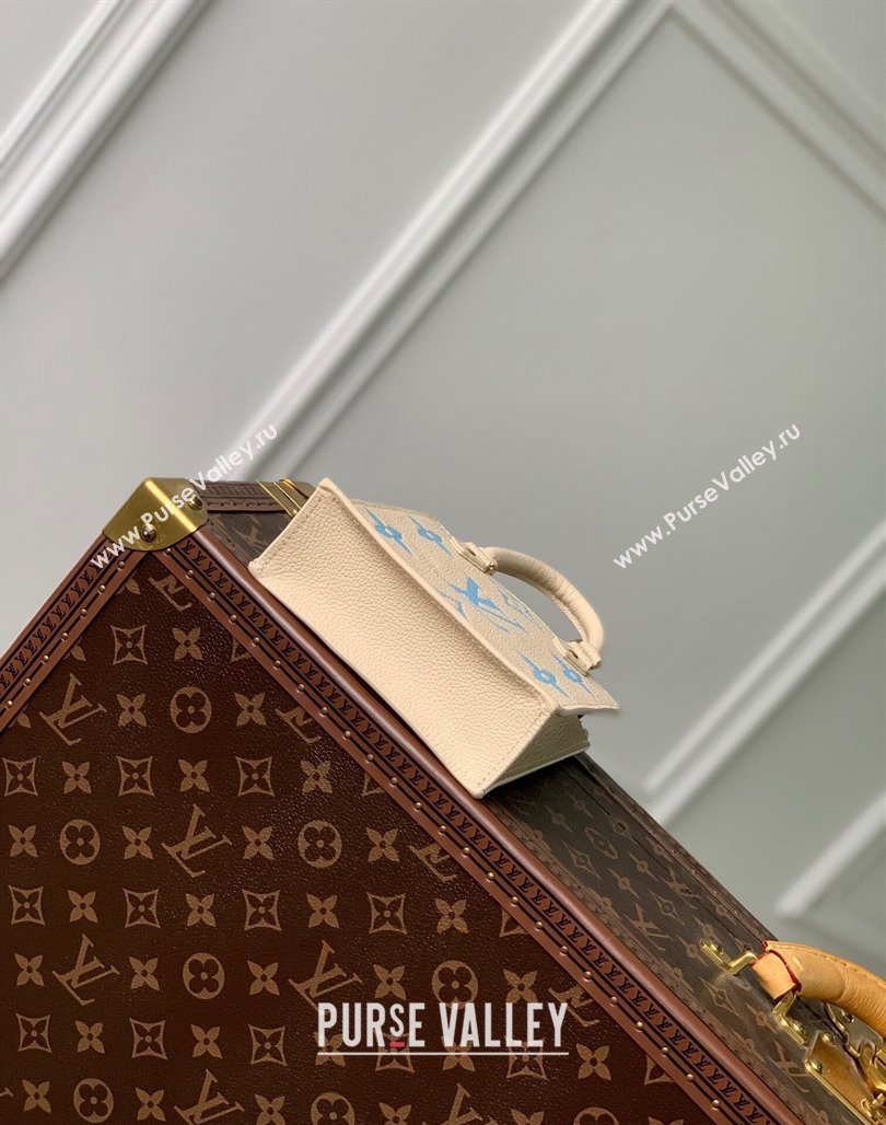 Louis Vuitton Petit Sac Plat Mini Tote Bag in Bicolor Monogram Leather M81416 Blue 2024 (KI-240117107)