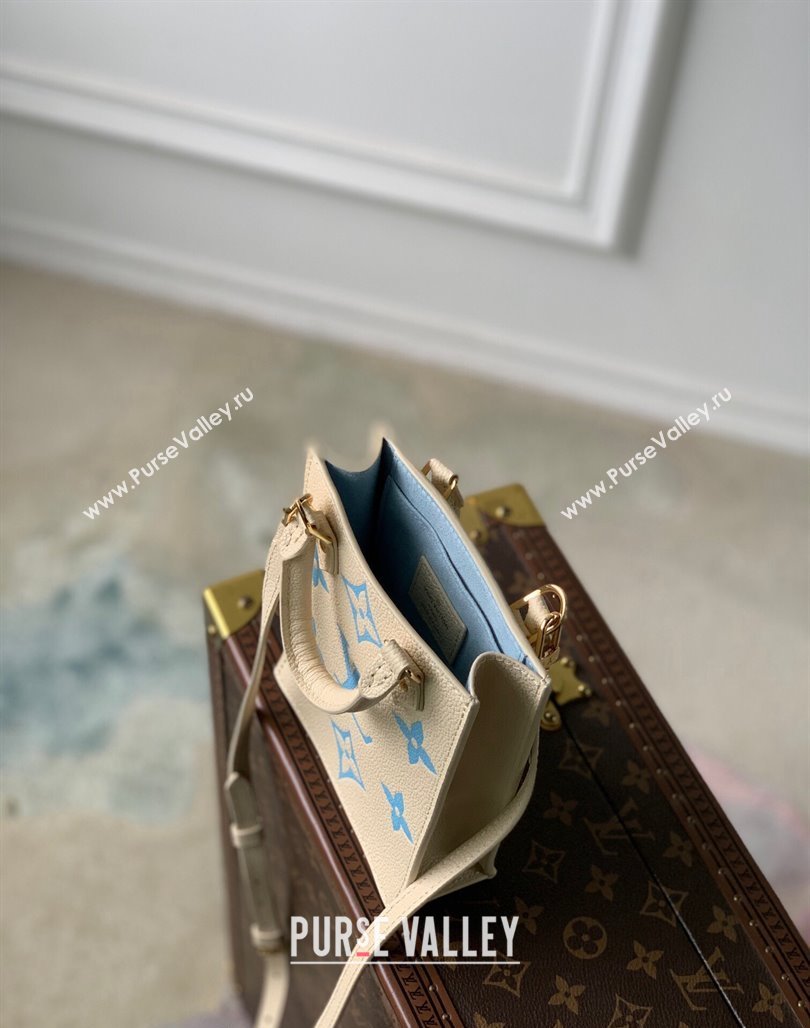 Louis Vuitton Petit Sac Plat Mini Tote Bag in Bicolor Monogram Leather M81416 Blue 2024 (KI-240117107)