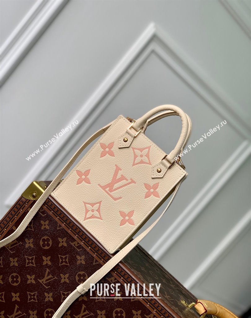 Louis Vuitton Petit Sac Plat Mini Tote Bag in Bicolor Monogram Leather M81416 Pink 2024 (KI-240117108)