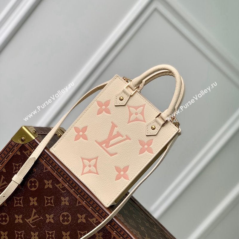 Louis Vuitton Petit Sac Plat Mini Tote Bag in Bicolor Monogram Leather M81416 Pink 2024 (KI-240117108)