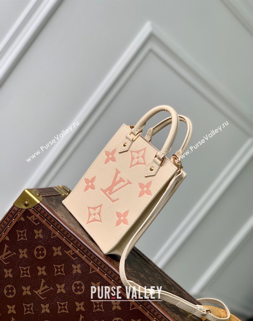 Louis Vuitton Petit Sac Plat Mini Tote Bag in Bicolor Monogram Leather M81416 Pink 2024 (KI-240117108)