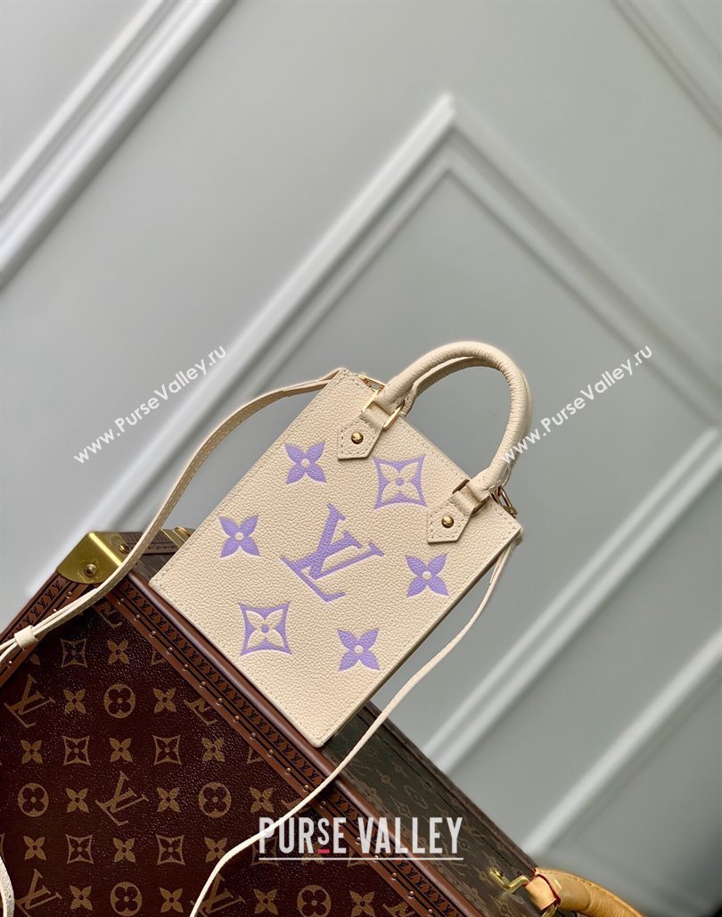 Louis Vuitton Petit Sac Plat Mini Tote Bag in Bicolor Monogram Leather M81416 Purple 2024 (KI-240117109)