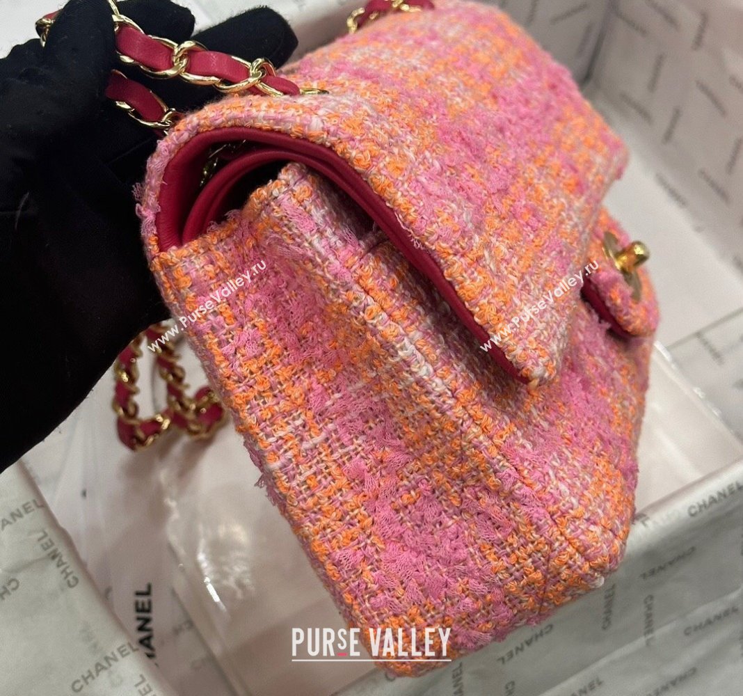 Chanel Classic Tweed Medium Flap Bag A01112 Coral Pink 2024 0116 (yezi-240116024)