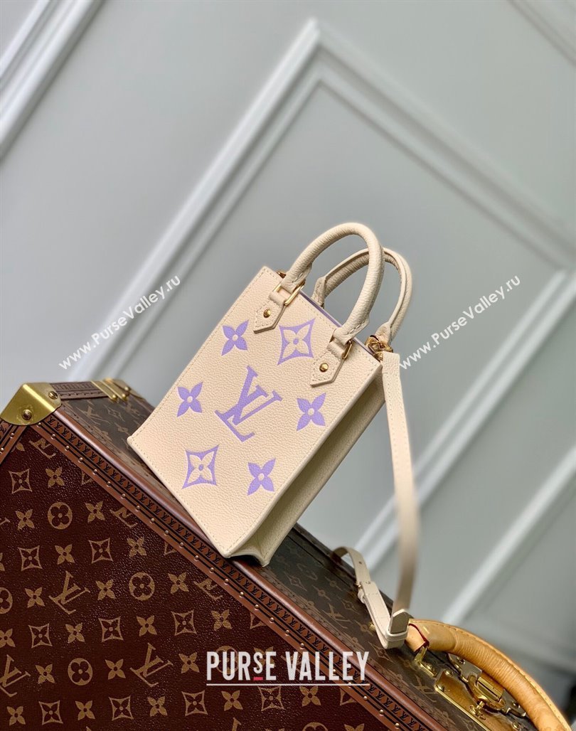 Louis Vuitton Petit Sac Plat Mini Tote Bag in Bicolor Monogram Leather M81416 Purple 2024 (KI-240117109)