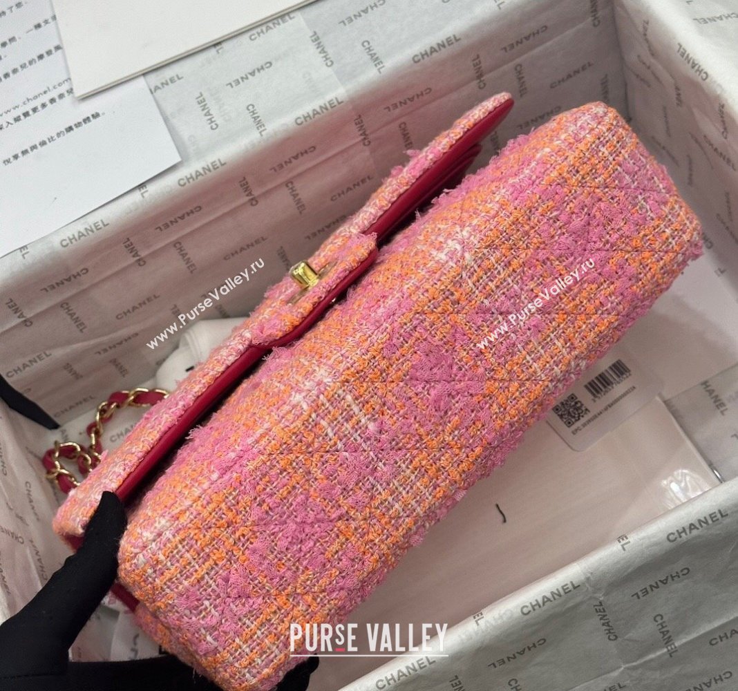 Chanel Classic Tweed Medium Flap Bag A01112 Coral Pink 2024 0116 (yezi-240116024)