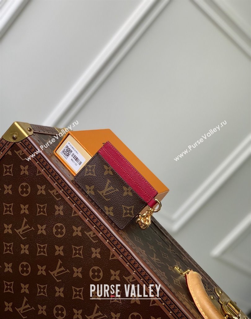 Louis Vuitton LV Charms Card Holder in Monogram Canvas and Leather M82739 Burgundy 2024 (KI-240117076)