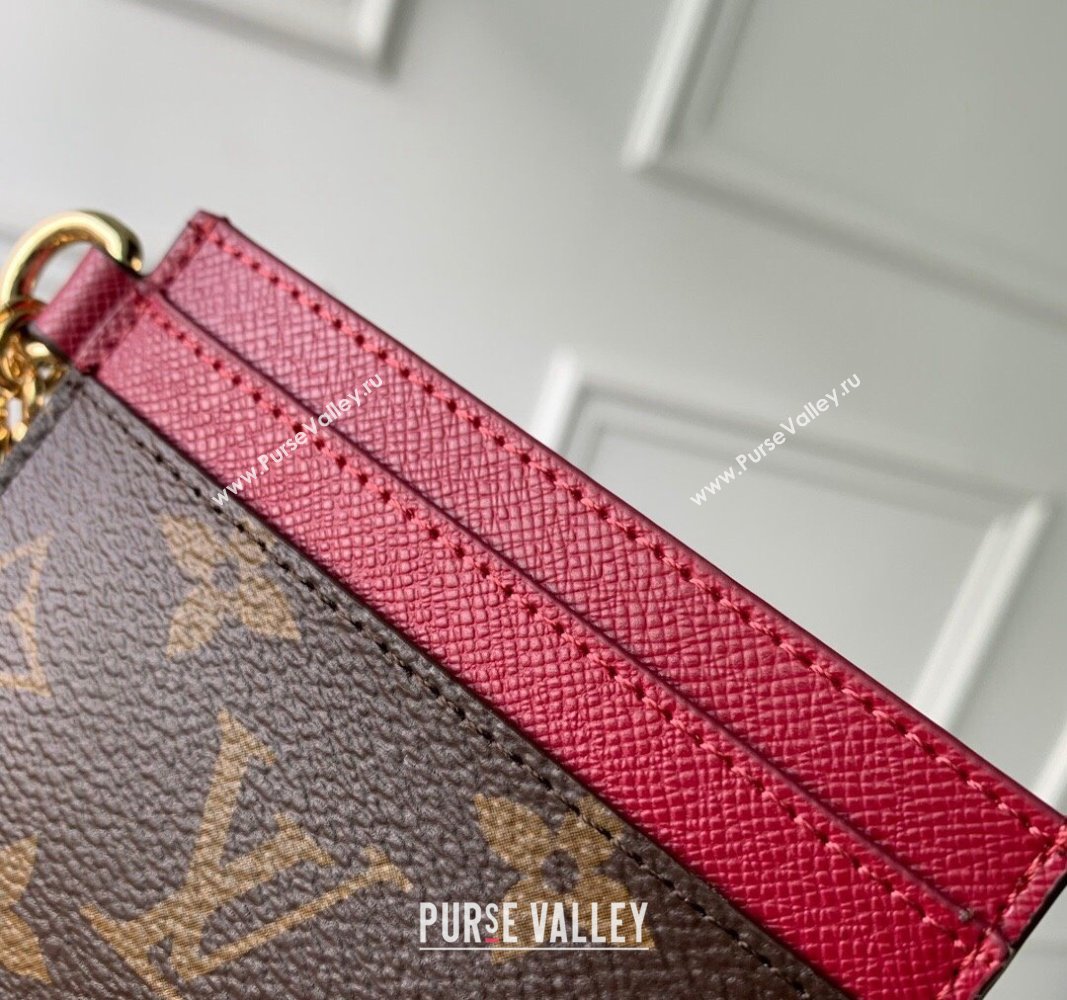 Louis Vuitton LV Charms Card Holder in Monogram Canvas and Leather M82739 Burgundy 2024 (KI-240117076)