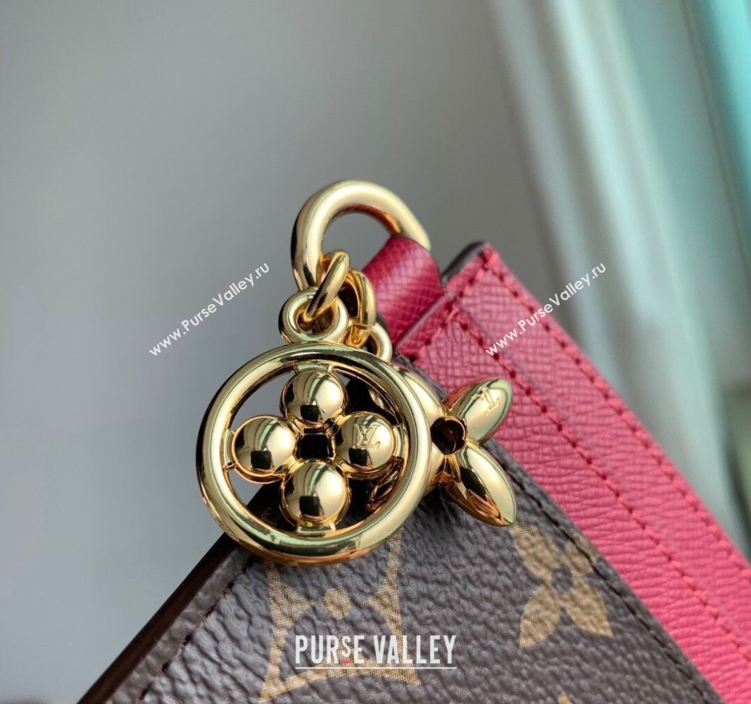 Louis Vuitton LV Charms Card Holder in Monogram Canvas and Leather M82739 Burgundy 2024 (KI-240117076)