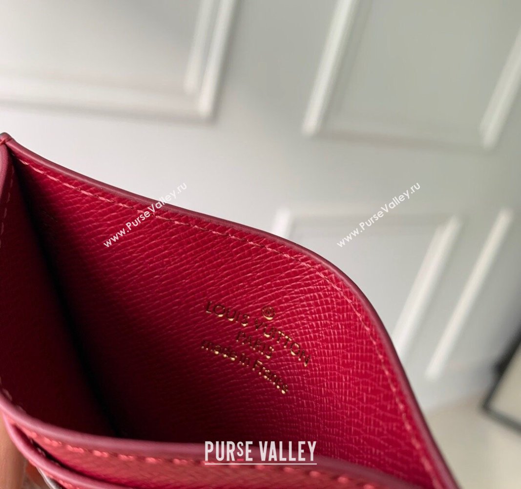 Louis Vuitton LV Charms Card Holder in Monogram Canvas and Leather M82739 Burgundy 2024 (KI-240117076)