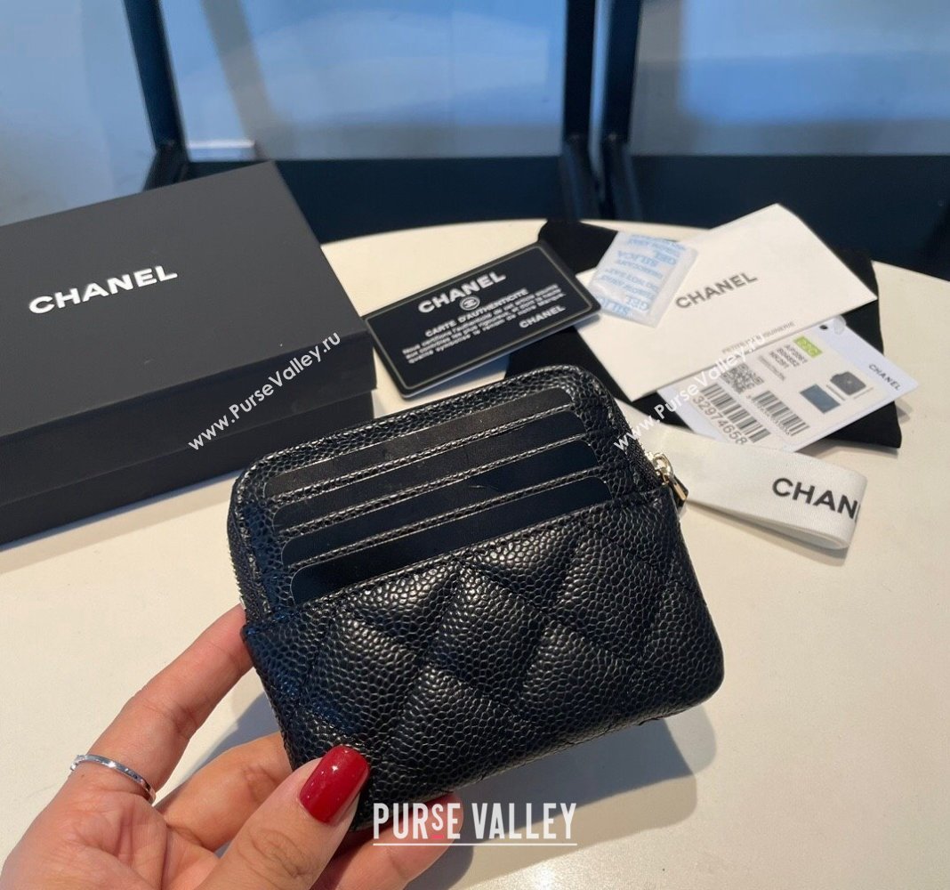 Chanel Grained Zipped Coin Purse Wallet with Metal CC AP2805 Black/Silver 2024 (yezi-240116034)