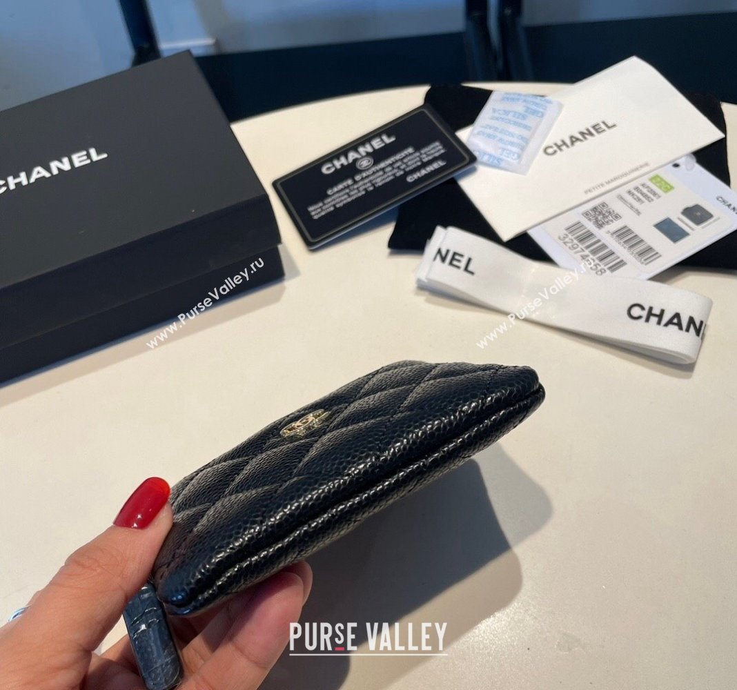 Chanel Grained Zipped Coin Purse Wallet with Metal CC AP2805 Black/Silver 2024 (yezi-240116034)