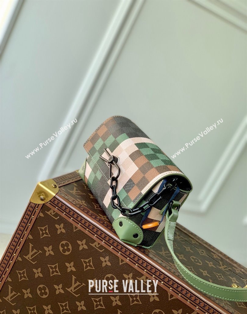 Louis Vuitton Mens Steamer Wearable Wallet Mini Bag in Green Damoflage Canvas M83172 2024 (KI-240117115)