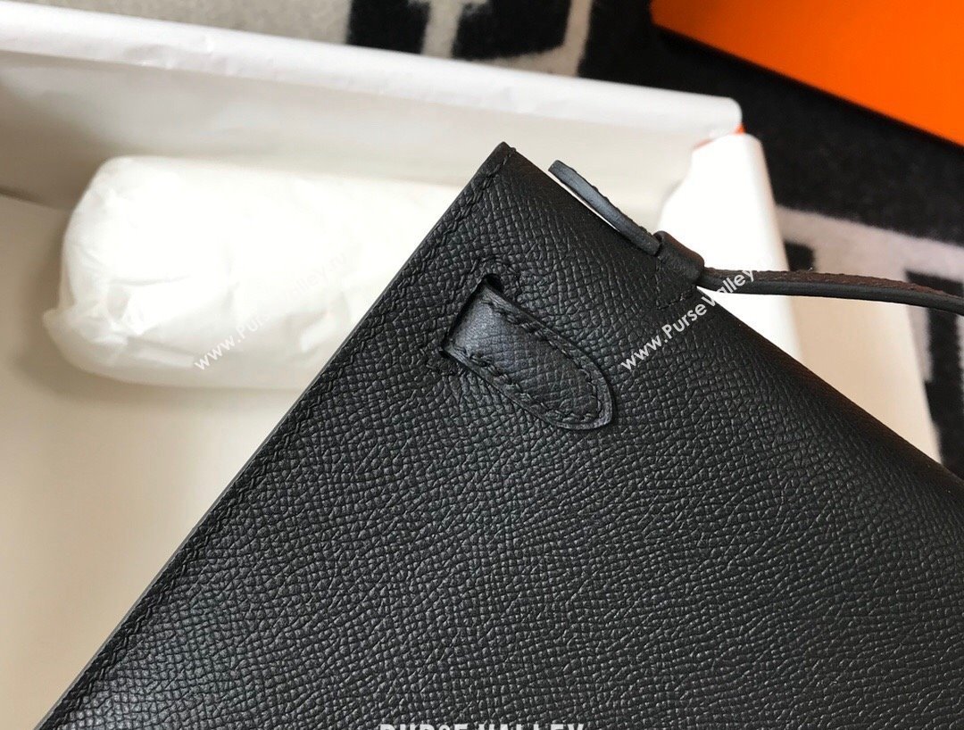 Hermes Mini Kelly Pochette Bag 22cm in Epsom Leather Black/Gold 2024 (Half Handmade) (FL-240117117)