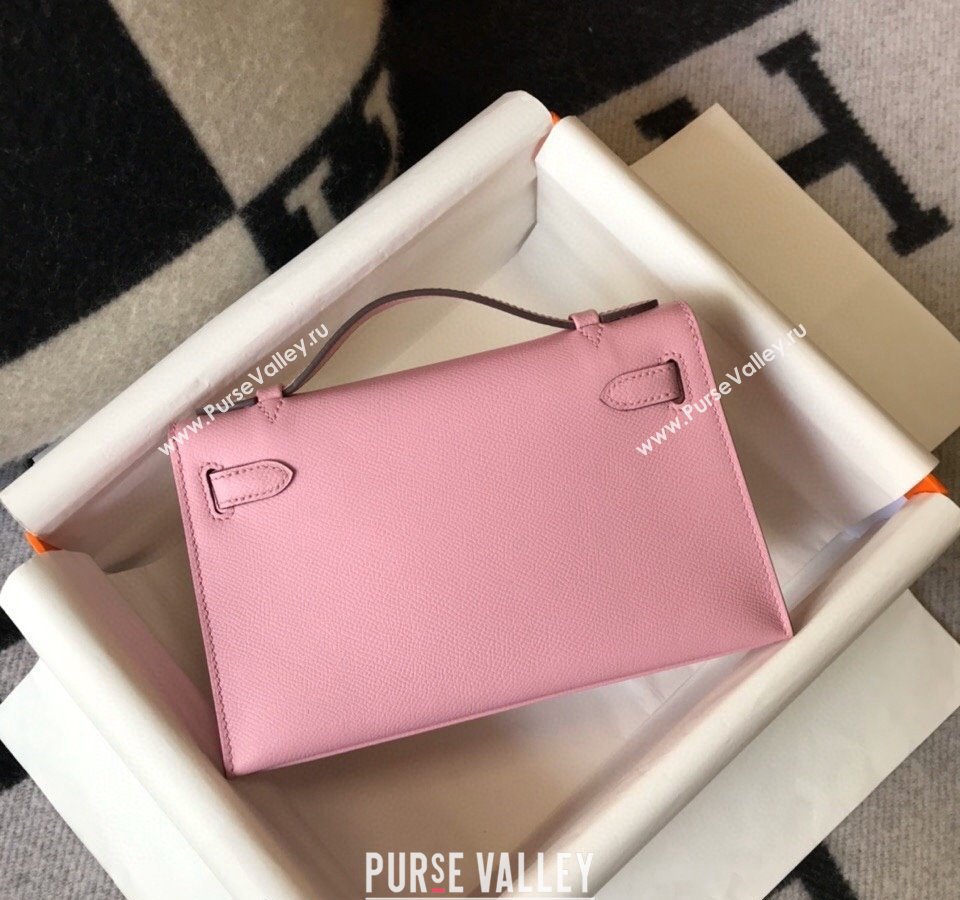 Hermes Mini Kelly Pochette Bag 22cm in Epsom Leather Mallow Purple 2024 (Half Handmade) (FL-240117119)