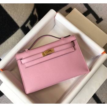 Hermes Mini Kelly Pochette Bag 22cm in Epsom Leather Mallow Purple 2024 (Half Handmade) (FL-240117119)