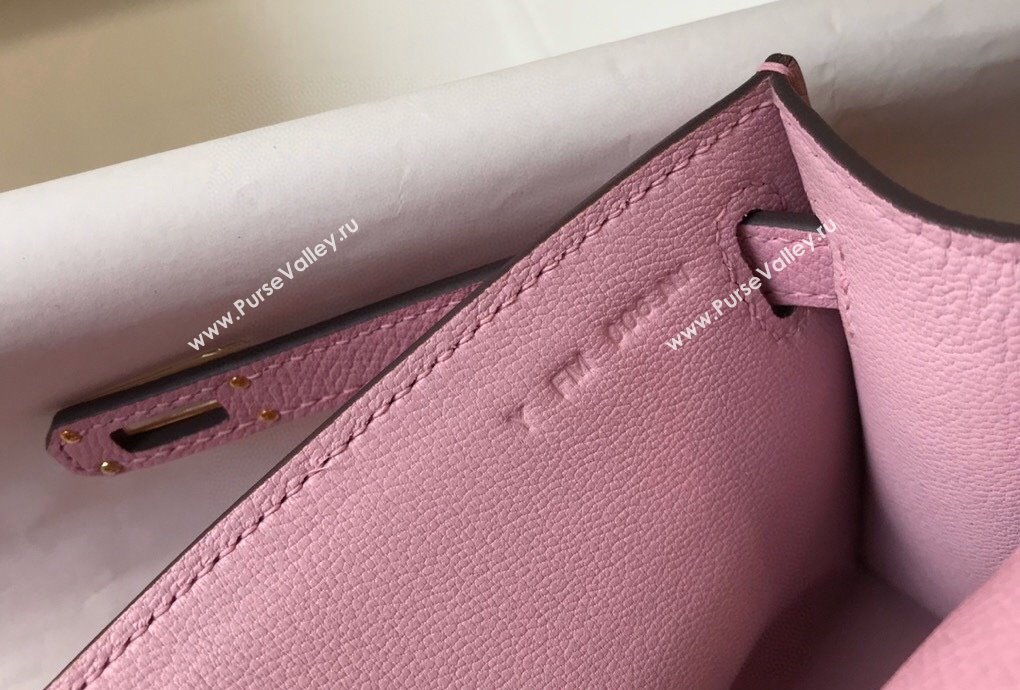 Hermes Mini Kelly Pochette Bag 22cm in Epsom Leather Mallow Purple 2024 (Half Handmade) (FL-240117119)