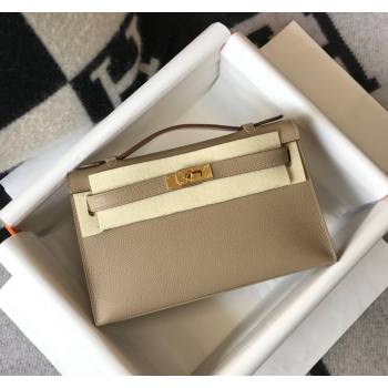 Hermes Mini Kelly Pochette Bag 22cm in Epsom Leather Dove Grey 2024 (Half Handmade) (FL-240117120)