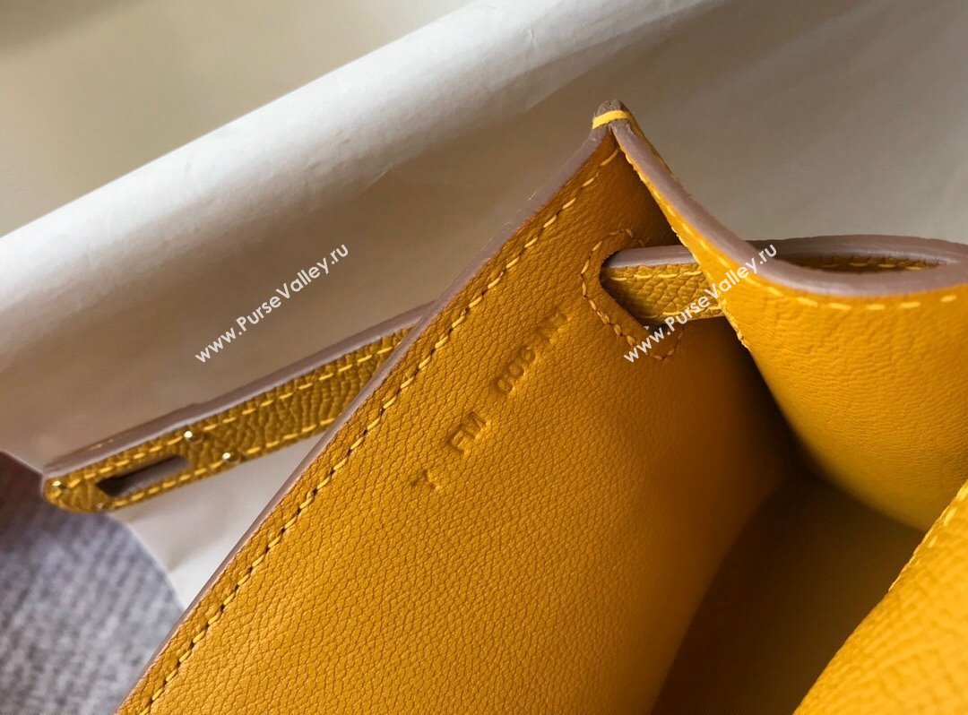 Hermes Mini Kelly Pochette Bag 22cm in Epsom Leather Amber Yellow 2024 (Half Handmade) (FL-240117121)