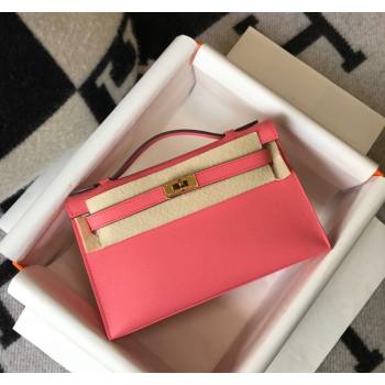 Hermes Mini Kelly Pochette Bag 22cm in Epsom Leather Lipstick Pink 2024 (Half Handmade) (FL-240117124)