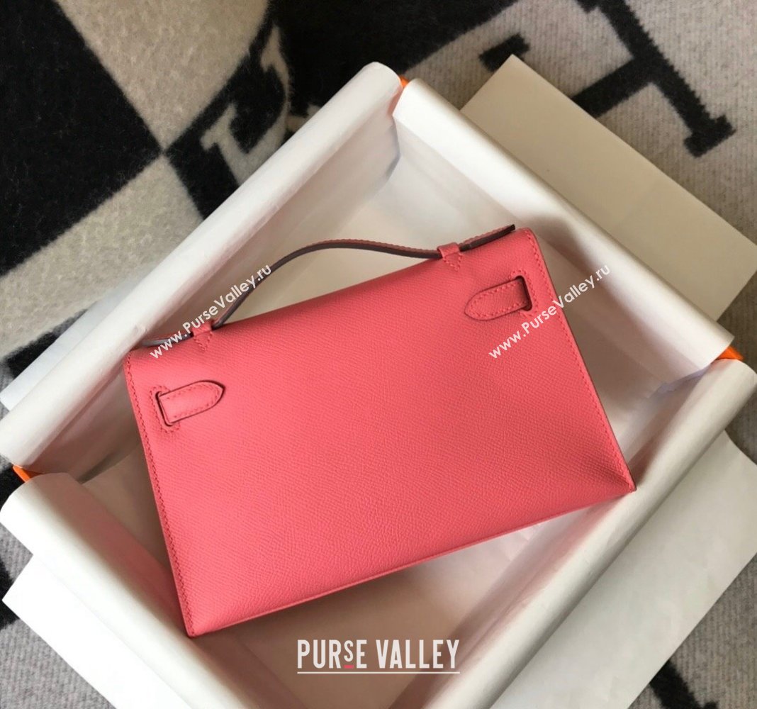 Hermes Mini Kelly Pochette Bag 22cm in Epsom Leather Lipstick Pink 2024 (Half Handmade) (FL-240117124)