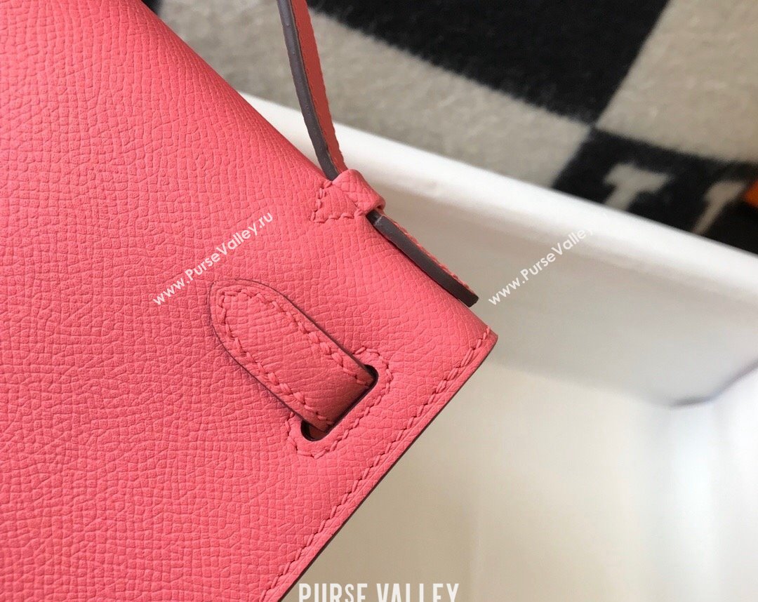 Hermes Mini Kelly Pochette Bag 22cm in Epsom Leather Lipstick Pink 2024 (Half Handmade) (FL-240117124)