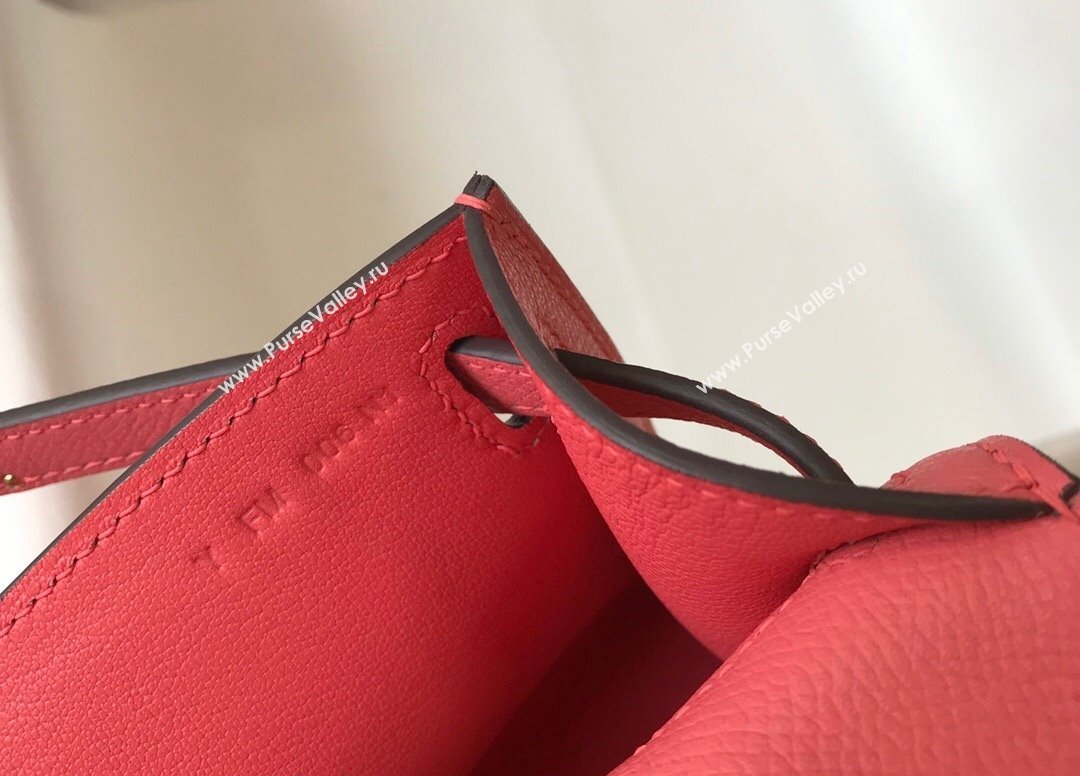 Hermes Mini Kelly Pochette Bag 22cm in Epsom Leather Lipstick Pink 2024 (Half Handmade) (FL-240117124)