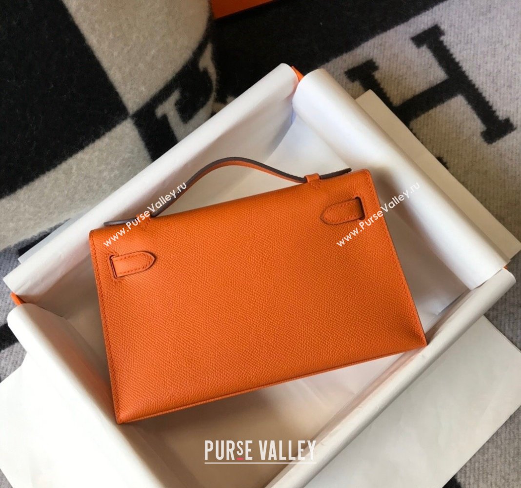 Hermes Mini Kelly Pochette Bag 22cm in Epsom Leather Orange 2024 (Half Handmade) (FL-240117129)