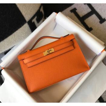 Hermes Mini Kelly Pochette Bag 22cm in Epsom Leather Orange 2024 (Half Handmade) (FL-240117129)