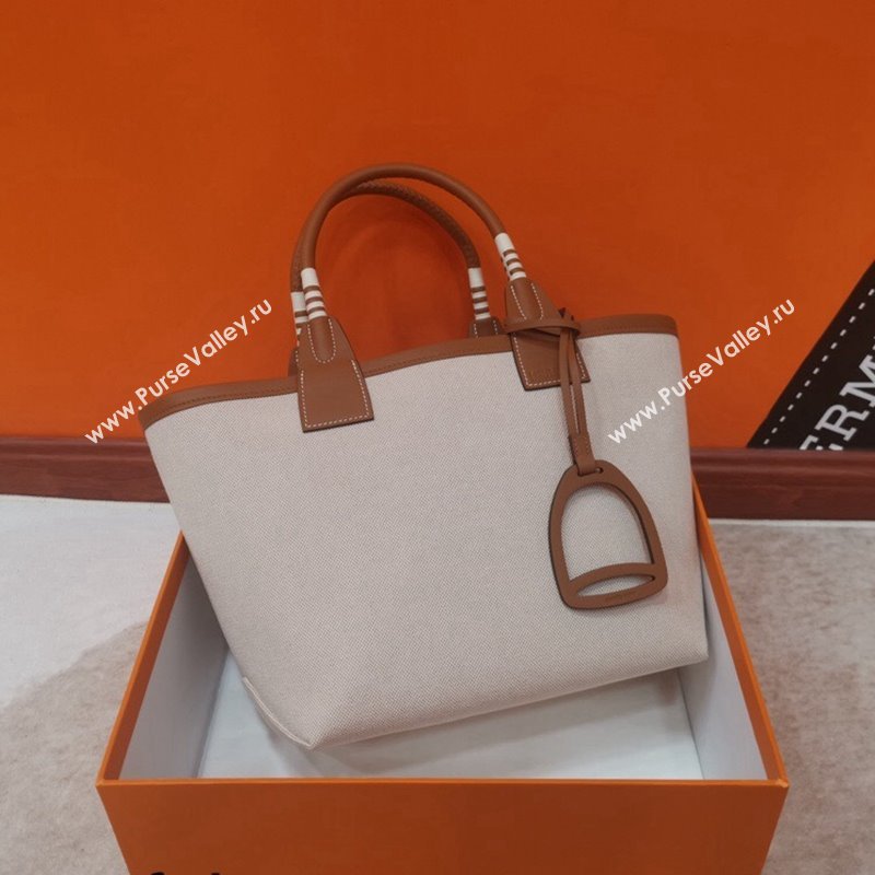 Hermes Steeple Canvas Tote Bag Nature/Brown 2024 0117 (jimmy-240117131)