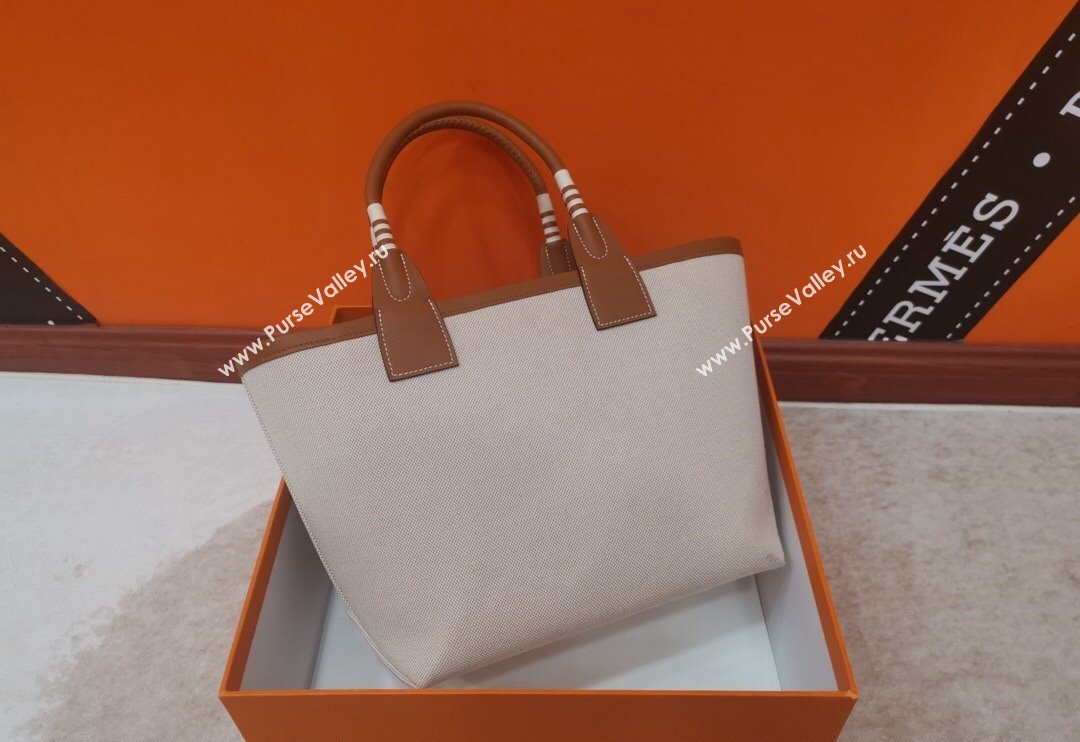 Hermes Steeple Canvas Tote Bag Nature/Brown 2024 0117 (jimmy-240117131)