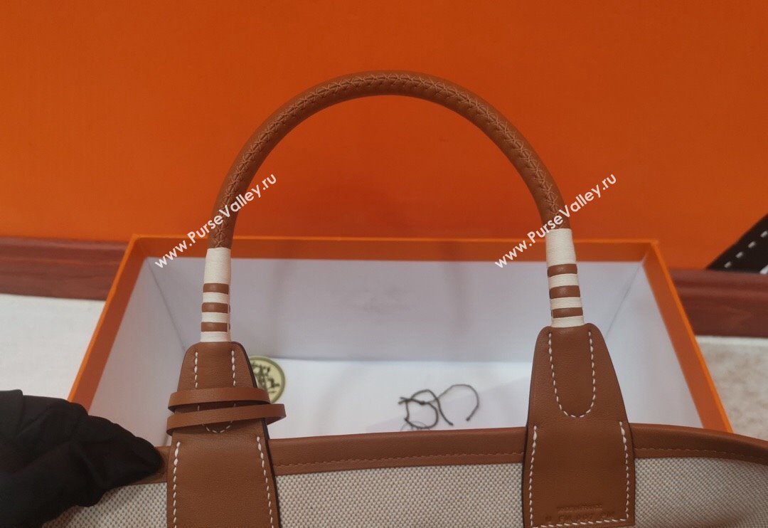 Hermes Steeple Canvas Tote Bag Nature/Brown 2024 0117 (jimmy-240117131)