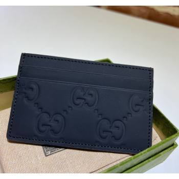 Gucci GG Rubber-Effect Leather Card Case 771315 Black 2024 (DLH-240118005)