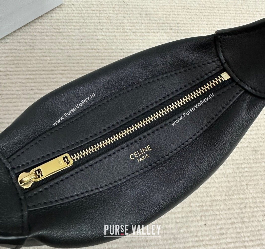 Celine Mini Romy Hobo Bag in Supple Calfskin Black 2024 10K123 (BL-240118032)